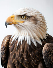 Obraz premium Majestic Bald Eagle Portrait on White Background Wildlife Photography Concept.