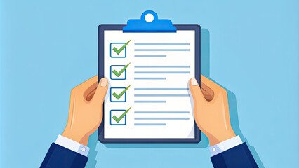Hands Holding a Checklist on a Clipboard Symbolizing Task Completion and Organization