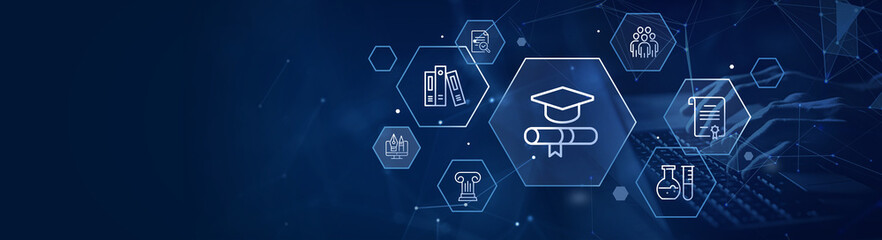 Academic banner. Learning, read, science, ...