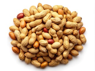 Obraz premium Hyper-Realistic Aerial Photography of Isolated Peanut Seeds on White Background