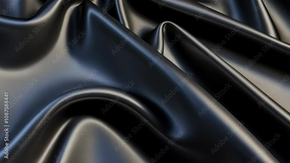Poster this image showcases an elegant black satin fabric with luxurious waves creating a smooth texture pe