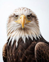 Obraz premium Majestic Bald Eagle Portrait on White Background Wildlife Photography Concept.