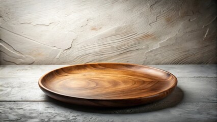 A rustic wooden platter sits on a weathered table, ready to be filled with delectable delights.