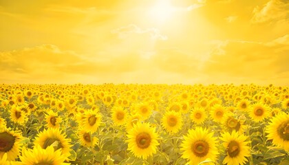 Obraz premium Sunflower Field in Full Bloom Under Summer Sun