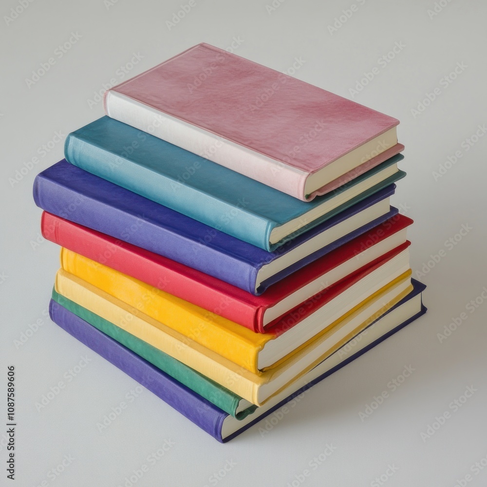 Poster a colorful stack of closed books arranged neatly.