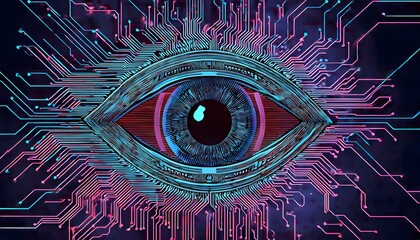 Obraz premium Cyber Eye with Circuit Lines