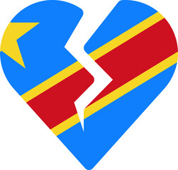 Democratic Republic Of The Congo Flag On Broken Heart Icon