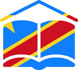 Democratic Republic Of The Congo flag on Book with symbol icon