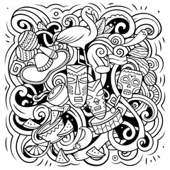 Latin America cartoon vector illustration. Latin American objects and symbols