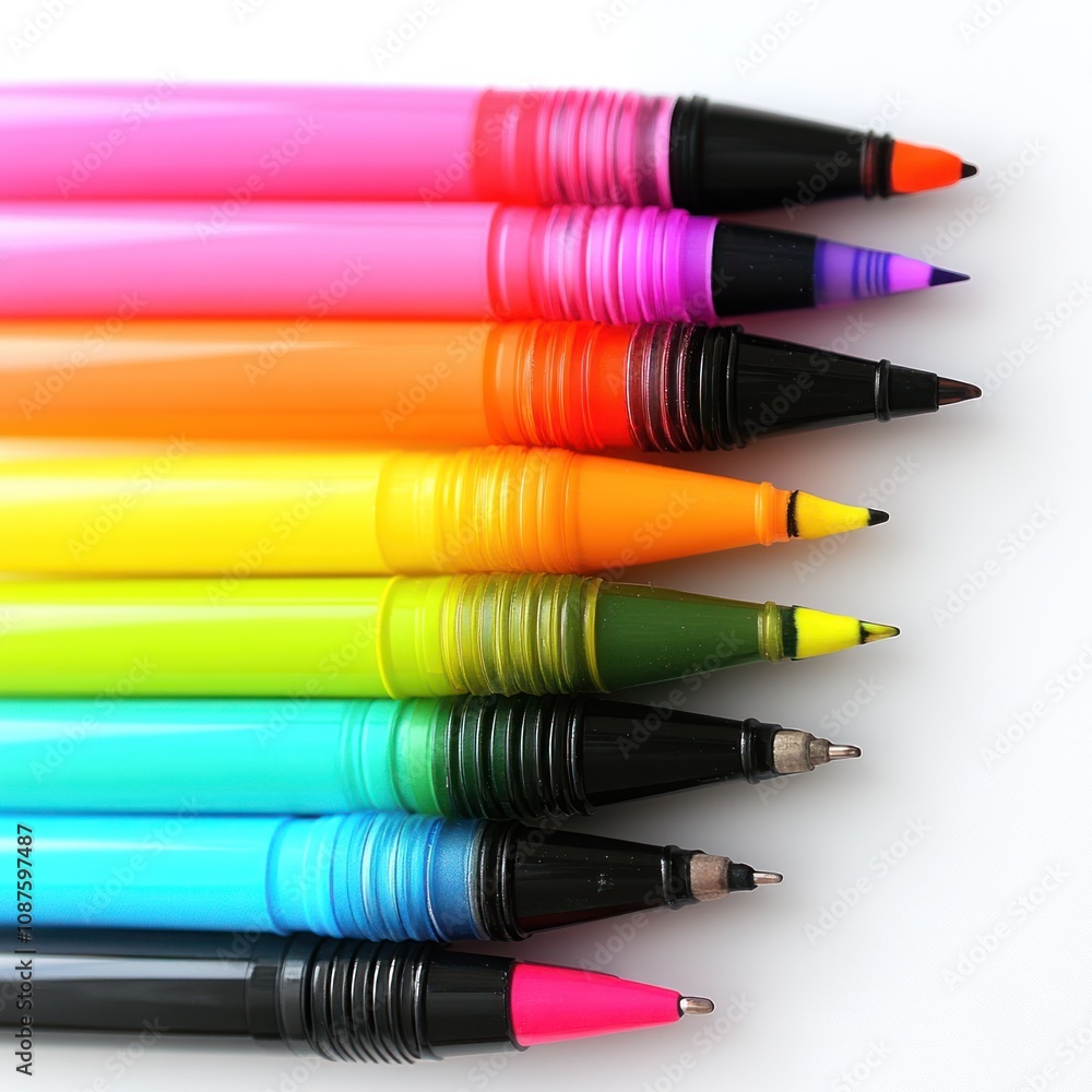 Aufkleber a vibrant array of colorful markers arranged in a gradient for creative use.