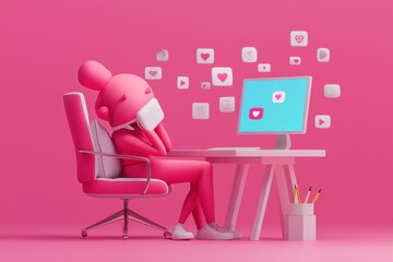 Stylish workspace with a person exploring digital content.