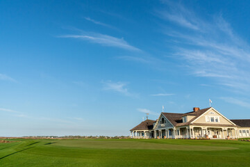 Club house at a golf course nest to the ocean 