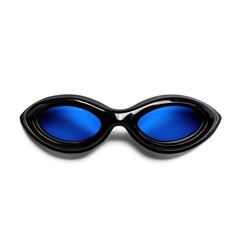 Fototapeta premium A pair of stylish black sunglasses with blue-tinted lenses, designed for fashion and sun protection.