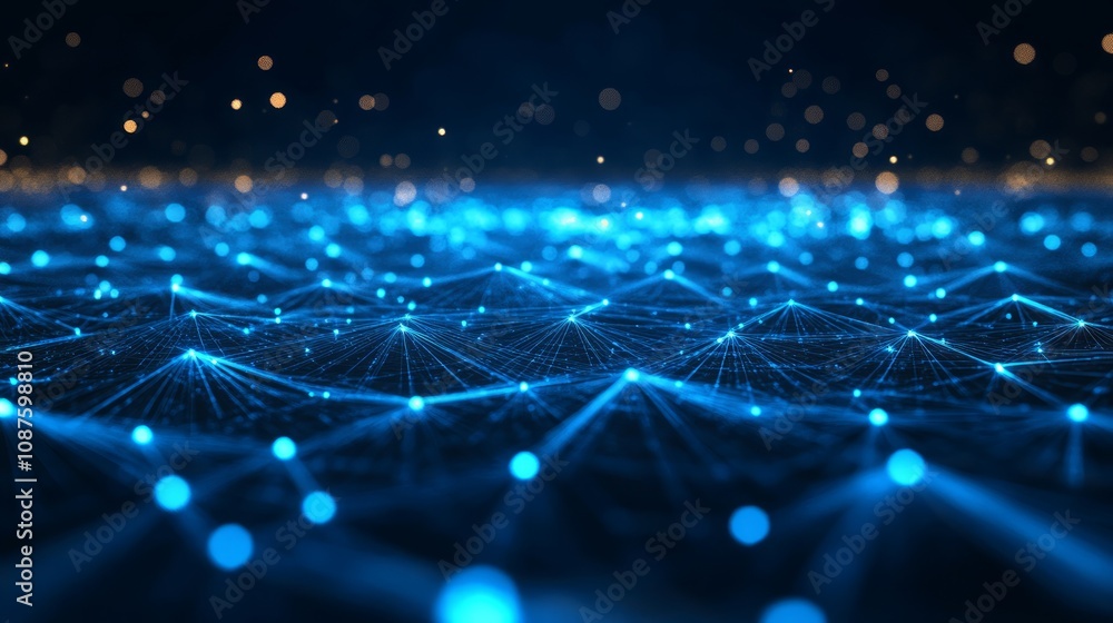 Aufkleber abstract digital network connection background with glowing nodes and lines.