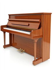 Fototapeta premium A wooden upright piano showcasing its elegant design and musical purpose.
