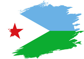 Fototapeta premium Grunge Brush On Flag Of Djibouti