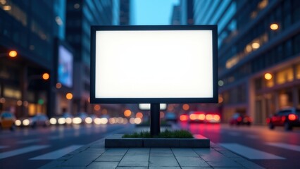Fototapeta premium A realistic citylight display mockup with a soft glow, blending into the vibrant evening cityscape.