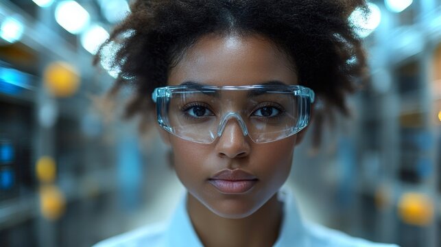 Female technician in lab setting labeling updated server equipment during evening hours