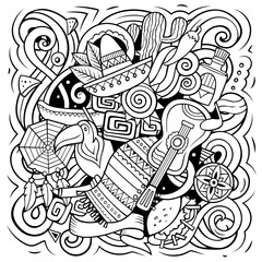 Latin America cartoon vector illustration. Latin American objects and symbols
