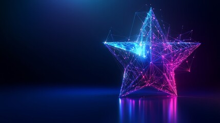 Isolated Illustration of Neon Blue and Pink Glowing Star on Dark Background Symbolizing Futuristic Design and Festive Atmosphere