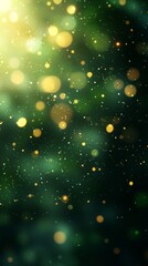 Abstract background with sparkling bokeh lights and glittering particles creating a magical and festive atmosphere