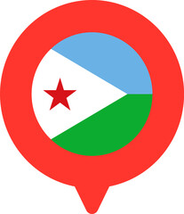 Djibouti Flag On Pin Icon