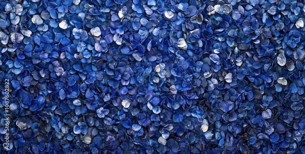 Poster a vibrant arrangement of blue petals creating a textured, visually appealing surface.