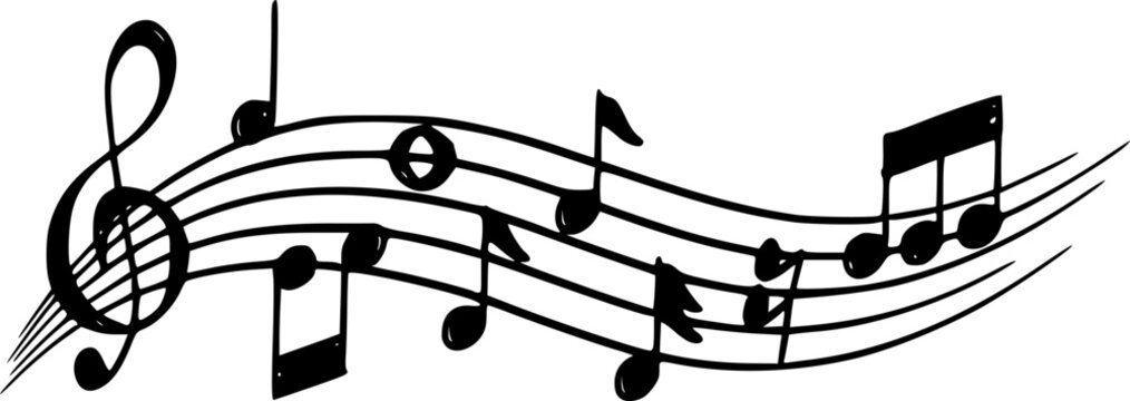 Music note design element in doodle style