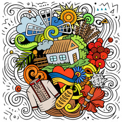Ukraine cartoon doodle illustration. Funny Ukrainian design.
