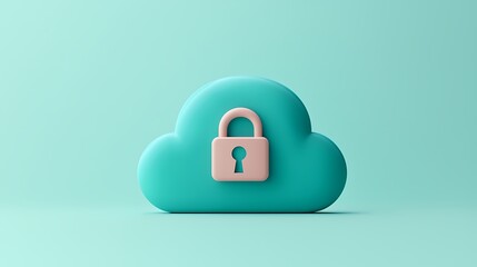 Visual Representation of Security: A Cloud Icon with a Padlock for Contemporary Digital Protection Themes and Concepts