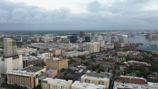 Aerial View of Downtown Norfolk Looking From Ghent to the Business District