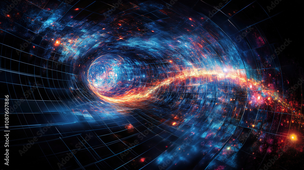 Leinwandbilder a stunning view of a cosmic wormhole swirling with vibrant colors and bright stars in the depths of 