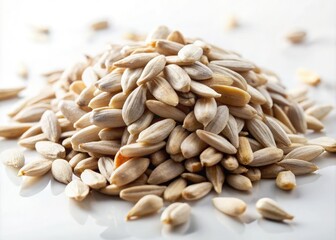 Obraz premium Peeled Sunflower Seeds Isolated on White Background for Culinary Use and Healthy Snacking