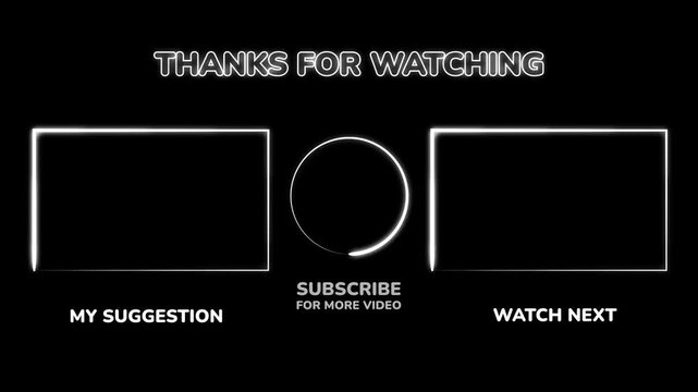 End Screen For YouTube - Neon Lights Style - 2 videos or playlists - 1 Subscribe