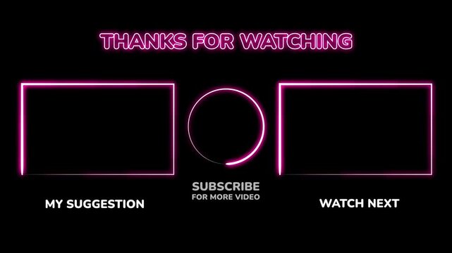 End Screen For YouTube - Neon Lights Style - 2 videos or playlists - 1 Subscribe