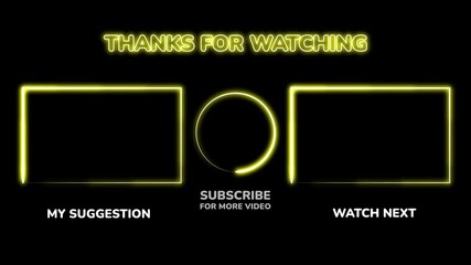 End Screen For YouTube - Neon Lights Style - 2 videos or playlists - 1 Subscribe