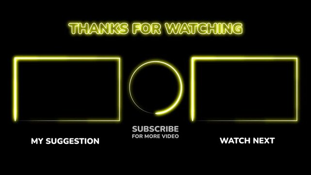 End Screen For YouTube - Neon Lights Style - 2 videos or playlists - 1 Subscribe
