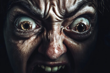 Fototapeta premium A shocking human face, capturing intense emotion with exaggerated features and dynamic expressions 