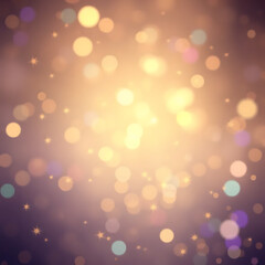 Obraz premium Glittering gradient background with hologram effect and magic lights. Holographic abstract fantasy backdrop with fairy sparkles, gold stars and festive blurs