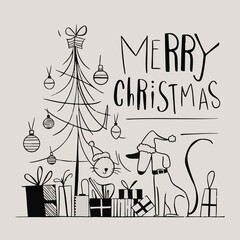 Santa family charismas abstract poster 