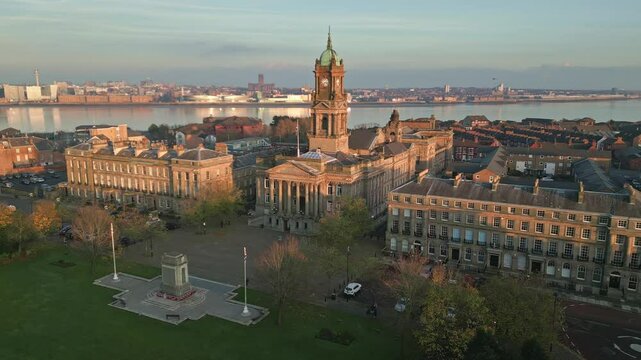 Hamilton Square, Birkenhead Town Hall and Cenotaph, Merseyside, England