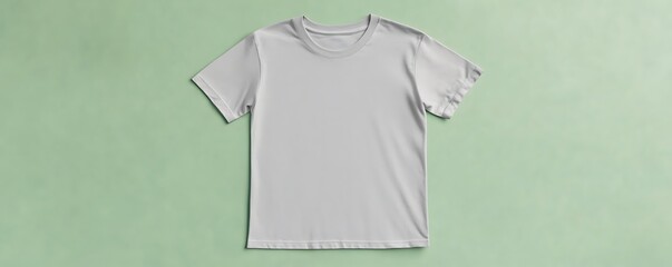 Light grey t-shirt displayed on a pastel green background, ideal for personalized text