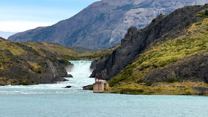 Waterfall and River in Torres del Paine National Park