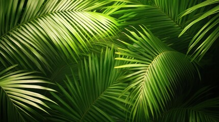 Lush Green Palm Fronds Tropical Foliage Background