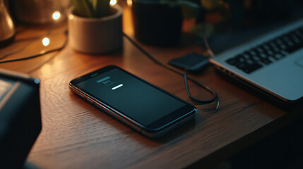 A smartphone charging wirelessly on a charging pad.