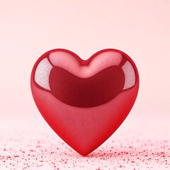 Fototapeta premium red heart isolated on transparent background, glitter heart on a glitter background with bokeh lights.