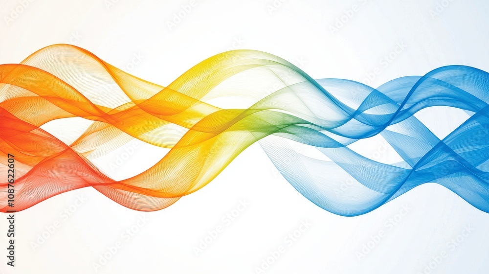Poster colorful waves flowing in a gradient pattern on a light background