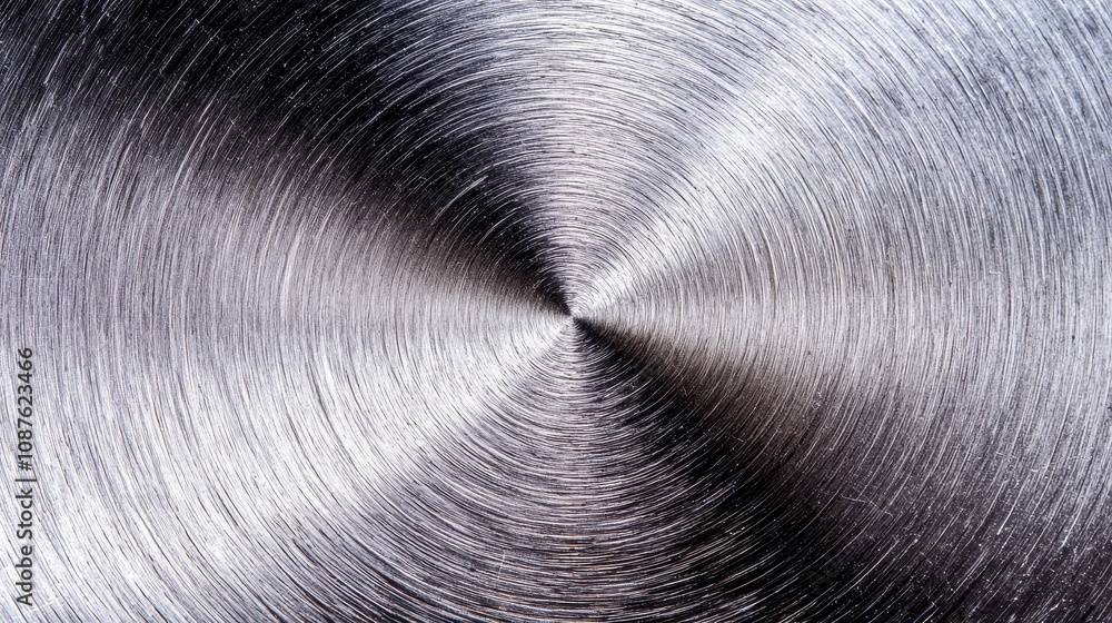 Aufkleber close-up view of brushed metal surface with circular patterns