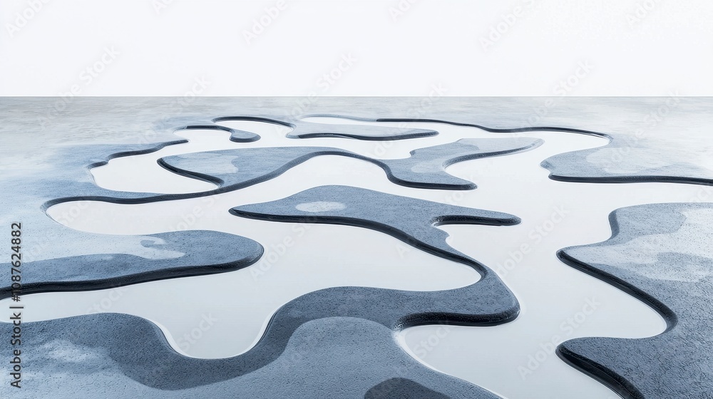 Poster abstract design featuring flowing lines and shapes in muted colors