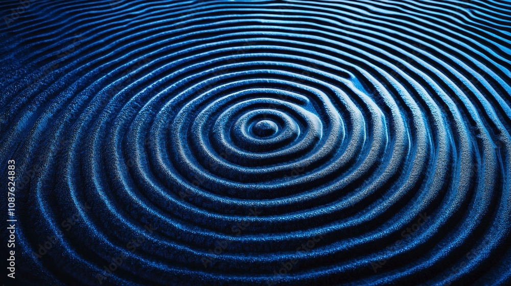 Poster intricate patterns of ripples in a blue textured surface